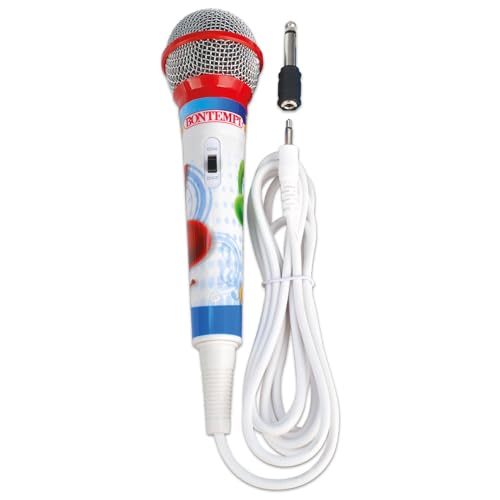 Bontempi 490010 KONDENSATOR RICHT-MIKROFON. 2,5m langes Kabel mit 3,5 mm Stecker. 6,3 mm Adapter ist ebenfalls inbegriffen. Breiter Frequenzbereich. Hohe Empfindlichkeit von Bontempi