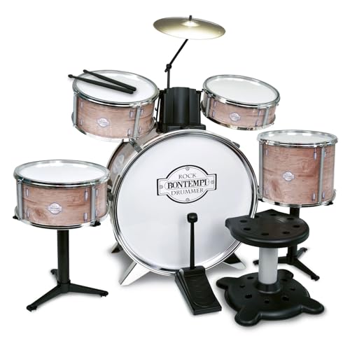 Bontempi 51 5220 BeatFusion Pro: Premium-Akku mit leistungsstarkem Bassdrum-Set und Schlagzeug, Braun, 700x400x800 mm, Mehrfarbig von Bontempi