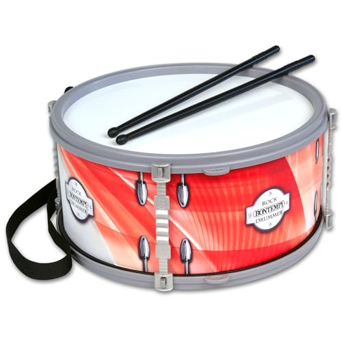 Bontempi | BeatMaster Trommel mit doppelter Membran, Schultergurt und 25 cm Langen Stäbchen für EIN komplettes rhythmisches Erlebnis, Rot, 25 x 25 x 12 cm von Bontempi