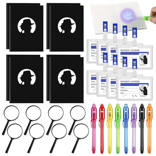 32 Stück Detektiv Set Kinder Mitgebsel Kindergeburtstag mit Lupe Kinder, Entdecker Set, Detektiv Kindergeburtstag Mitgebsel mit UV Stift, Notizblock Kinder,Lupen für Urlaub Geschenk Füller,Rollenspiel 32 Stück Detektiv Set Kinder Mitgebsel Kindergeburtstag mit Lupe Kinder, Entdecker Set, Detektiv Kindergeburtstag Mitgebsel mit UV Stift, Notizblock Kinder,Lupen für Urlaub Geschenk Füller,Rollenspiel von Booaee