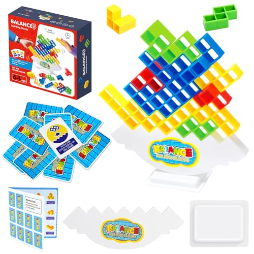 Tetra Tower Spiel, 64 Stück Tetris Tower Balance Game Tetris Balance Spielzeug Lustige Stapelspiel Tetris Tower Balancing Spiel Schaukelstapel, Kreative Stapelspiel Spielzeug für Kinder Erwachsene von Booaee