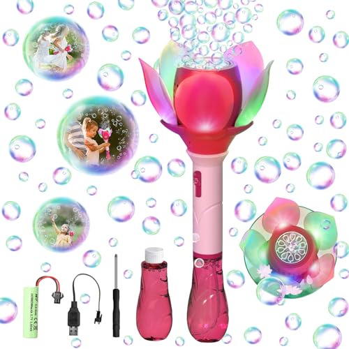 Blumen Seifenblasenstab, Elektronische Seifenblasenmaschine für Kinder Prinzessinnen Stab, Automatische Seifenblasenpistole mit Seifenblasenlösung, Bubble Machine 10000+ Blasen,Seifenblasen Zauberstab Blumen Seifenblasenstab, Elektronische Seifenblasenmaschine für Kinder Prinzessinnen Stab, Automatische Seifenblasenpistole mit Seifenblasenlösung, Bubble Machine 10000+ Blasen,Seifenblasen Zauberstab von Booaee