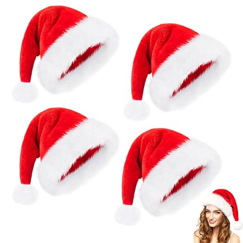 Weihnachtsmütze, 4 Stück Nikolausmütze Weihnachtsmützen Erwachsene, Weihnachtsmann Mütze Santa Hat Weihnachtsmütze Baby,Unisex Verdicken Rot Weihnachtsfeier Hut für Weihnachten Neujahr und Partybedarf Weihnachtsmütze, 4 Stück Nikolausmütze Weihnachtsmützen Erwachsene, Weihnachtsmann Mütze Santa Hat Weihnachtsmütze Baby,Unisex Verdicken Rot Weihnachtsfeier Hut für Weihnachten Neujahr und Partybedarf von Booaee