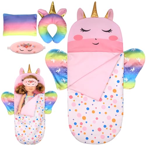Booaee Einhorn Puppenschlafsack Set,4PCS Puppenschlafsack für Babypuppen,Puppen Zubehör mit Schlafmaske U-Förmiges Kissen Quadratisches Kissen Spielzeug Mädchen für Weihnachten Geburtstagsgeschenk Booaee Einhorn Puppenschlafsack Set,4PCS Puppenschlafsack für Babypuppen,Puppen Zubehör mit Schlafmaske U-Förmiges Kissen Quadratisches Kissen Spielzeug Mädchen für Weihnachten Geburtstagsgeschenk von Booaee