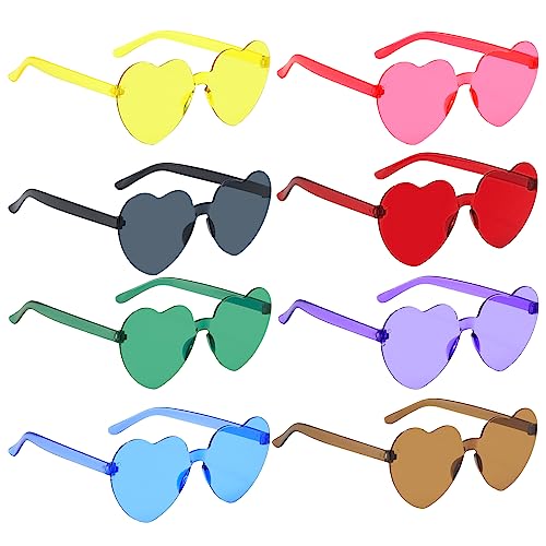 Farben Party Brille, 12 Stück Herzform Sonnenbrille, Herz Brille, Magische Farben Party Herz Brille, Retro Party Sonnenbrille, Herz Sonnenbrille, Heart Shaped Sunglasses für Kinder Erwachsene (8) von Booaee