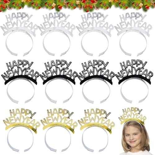 Happy New Year Haarreifen,12 Happy New Year Stirnband Tiara, Weihnachts Kopfschmuck Silvester Deko 2025 Tiara mit leuchtenden Sternen Silvester Party Haarschmuck, Neujahr Fotorequisiten Kostüm Zubehör Happy New Year Haarreifen,12 Happy New Year Stirnband Tiara, Weihnachts Kopfschmuck Silvester Deko 2025 Tiara mit leuchtenden Sternen Silvester Party Haarschmuck, Neujahr Fotorequisiten Kostüm Zubehör von Booaee