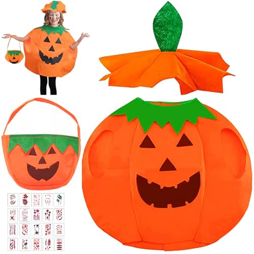 Kürbis Kostüm Kinder, Halloween Kürbis Kostüm Kinder mit Pumpkin Candy Bag und Hut,Halloween Pumpkin Kostüm Kürbis Kinder Mädchen,Cosplay Party Kleidung Karneval lustig Party Cosplay Kleidung Geeignet Kürbis Kostüm Kinder, Halloween Kürbis Kostüm Kinder mit Pumpkin Candy Bag und Hut,Halloween Pumpkin Kostüm Kürbis Kinder Mädchen,Cosplay Party Kleidung Karneval lustig Party Cosplay Kleidung Geeignet von Booaee