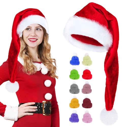 Booaee Weihnachtsmütze,Lang Weihnachtsmütze,75cm Plüsch Nikolausmütze Rot Weihnachtsmützen Erwachsene Santa Mütze Dickem Fellrand Weihnachtsmann Mütze mit 10 Stück Mini Weihnachtsmütze Damen Herren Booaee Weihnachtsmütze,Lang Weihnachtsmütze,75cm Plüsch Nikolausmütze Rot Weihnachtsmützen Erwachsene Santa Mütze Dickem Fellrand Weihnachtsmann Mütze mit 10 Stück Mini Weihnachtsmütze Damen Herren von Booaee