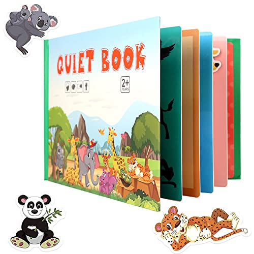 Montessori Quiet Book, Interactive Busy Book, Ruhiges Buch Montessori for Toddlers, Puzzle Buch Pädagogisches Spielzeug, Kinder Vorschule Rätselbuch Spielzeugbuch für Kinder ab 2 Jahre (Tier) von Booaee