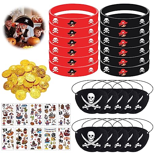 Piraten Kindergeburtstag Deko, 58 Stück Piraten Zubehör Set, Piratenschatz Piraten Deko Kindergeburtstag Piratenparty Deko Mitgebsel, Piraten Zubehör Kinder, Piraten Deko, Piraten Deko Set für Kinder von Booaee