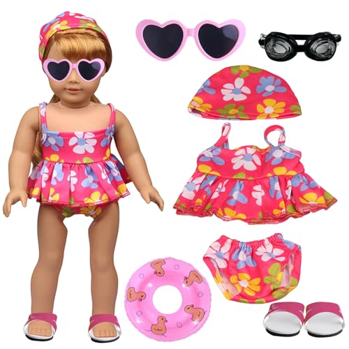 Puppenkleidung Sommer,Schwimm-Set für Puppen 7 Teilig Puppenzubehör Schwimmpuppe Badeanzug Puppe Babypuppenkleidung mit Schwimmring Schuhe Sonnenbrille für 43 cm Schwimmpuppe Mädchen Geschenke Puppenkleidung Sommer,Schwimm-Set für Puppen 7 Teilig Puppenzubehör Schwimmpuppe Badeanzug Puppe Babypuppenkleidung mit Schwimmring Schuhe Sonnenbrille für 43 cm Schwimmpuppe Mädchen Geschenke von Booaee