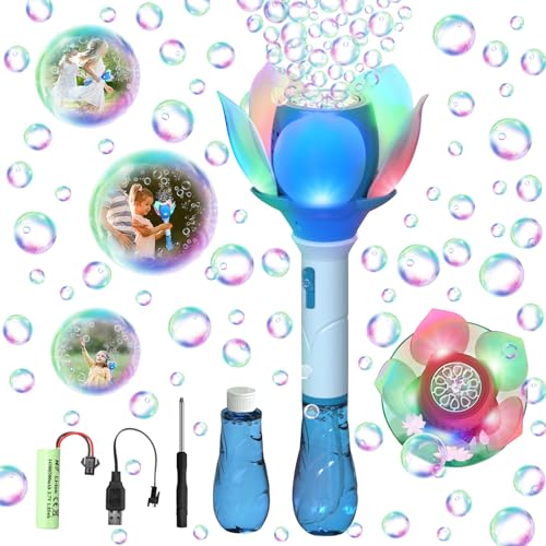 Seifenblasenmaschine, Blumen Seifenblasenstab, Elektronische Seifenblasenmaschine für Kinder mit Seifenblasenlösung, Bubble Machine 10000+ Blasen Outdoor Spielzeug Kinder Geschenk Geburtstag Hochzeit von Booaee