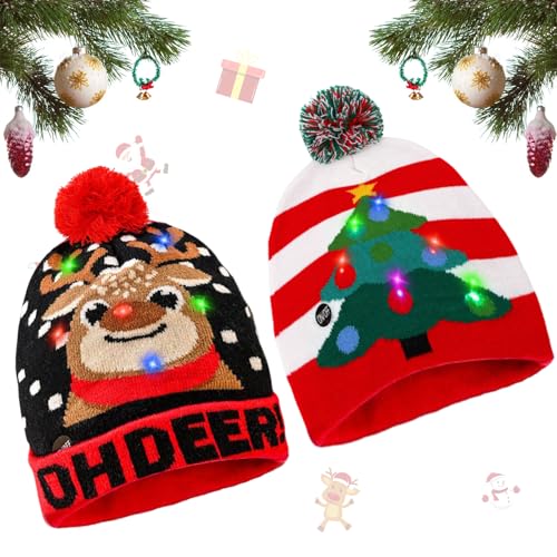 LED Weihnachtsmütze Erwachsene,LED Leuchten Strickmütze Hut Mütze Weihnachtsmützen,LED Licht Hüte Weihnachten Hut,LED-Weihnachtsmütze Leicht Weich Beanie Mütze für Männer Frauen Jungen Mädchen LED Weihnachtsmütze Erwachsene,LED Leuchten Strickmütze Hut Mütze Weihnachtsmützen,LED Licht Hüte Weihnachten Hut,LED-Weihnachtsmütze Leicht Weich Beanie Mütze für Männer Frauen Jungen Mädchen von Booaee