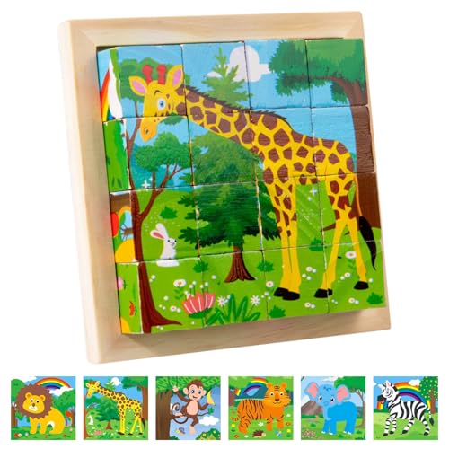 Würfelpuzzle Holz, 3D Bilderwürfel Puzzlespiele 6 in 1 Tier-Motive Puzzle Ab 2 Jahre, Holzpuzzle 3D Würfelpuzzle Puzzlespiele ab 1 2 3 4 Jahre, Montessori Lernspielzeug Geschenk für Jungen und Mädchen Würfelpuzzle Holz, 3D Bilderwürfel Puzzlespiele 6 in 1 Tier-Motive Puzzle Ab 2 Jahre, Holzpuzzle 3D Würfelpuzzle Puzzlespiele ab 1 2 3 4 Jahre, Montessori Lernspielzeug Geschenk für Jungen und Mädchen von Booaee