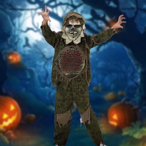 Zombie Kostüm Kinder, 120cm Halloween Kostüm für Kinder Jungen Zombie Monster,Gruseliges Lebenden Toten Halloween Skelett Zombie Kostüm mit Zombie Maske für Dress Up Themen Partys Karneval Cosplay Zombie Kostüm Kinder, 120cm Halloween Kostüm für Kinder Jungen Zombie Monster,Gruseliges Lebenden Toten Halloween Skelett Zombie Kostüm mit Zombie Maske für Dress Up Themen Partys Karneval Cosplay von Booaee