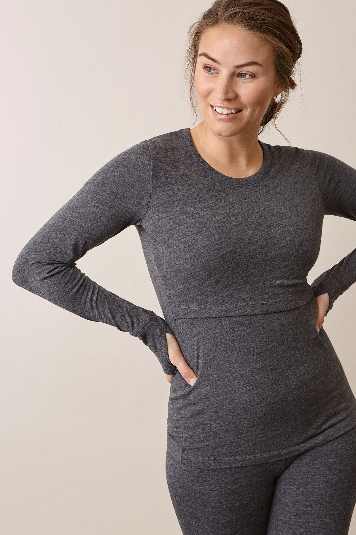 Boob Merino Wool Sweatshirt, Dark Grey Melange S Boob Merino Wool Sweatshirt, Dark Grey Melange S von Boob