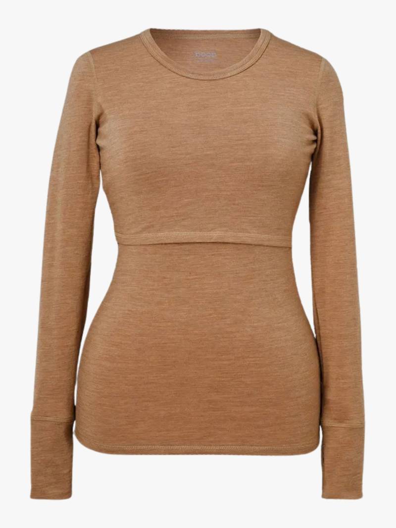 Boob Merinowolle Stilloberteil, Brown Melange, M Boob Merinowolle Stilloberteil, Brown Melange, M von Boob