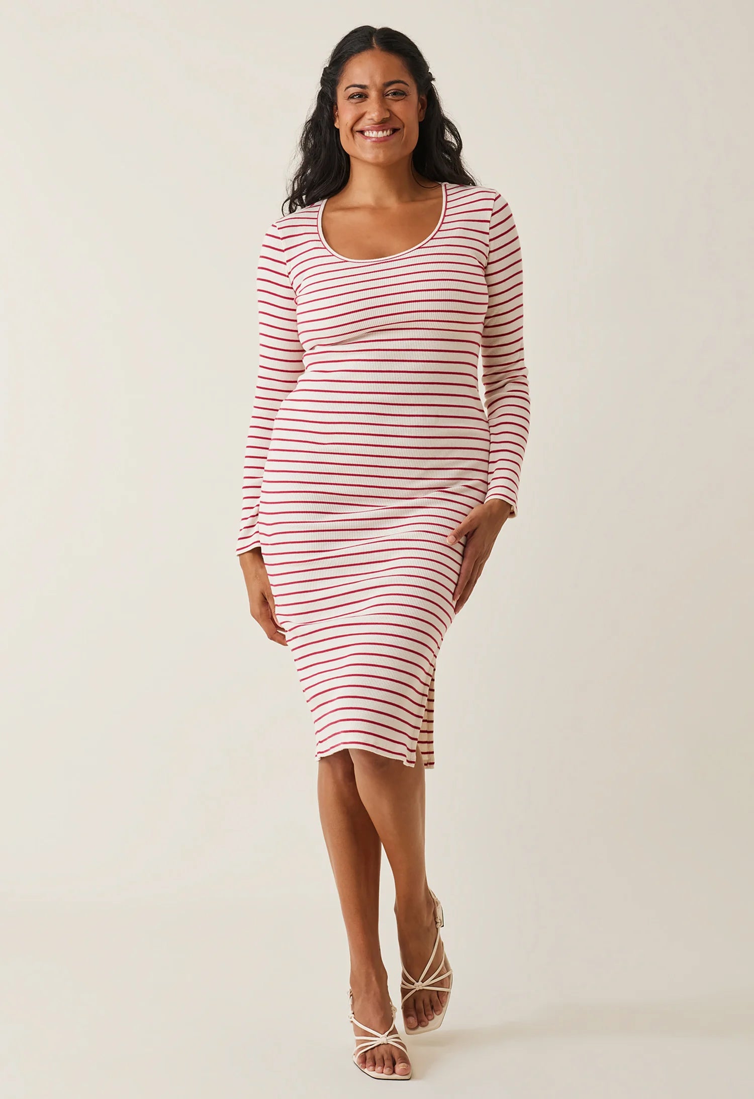 Boob Signe Midikleid, Stripe White/Red, L Boob Signe Midikleid, Stripe White/Red, L von Boob