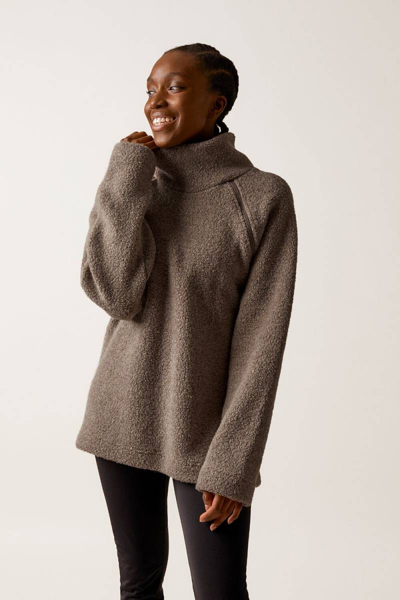 Boob Wolle Fleece-Pullover, Braun/grau meliert, L/XL von Boob