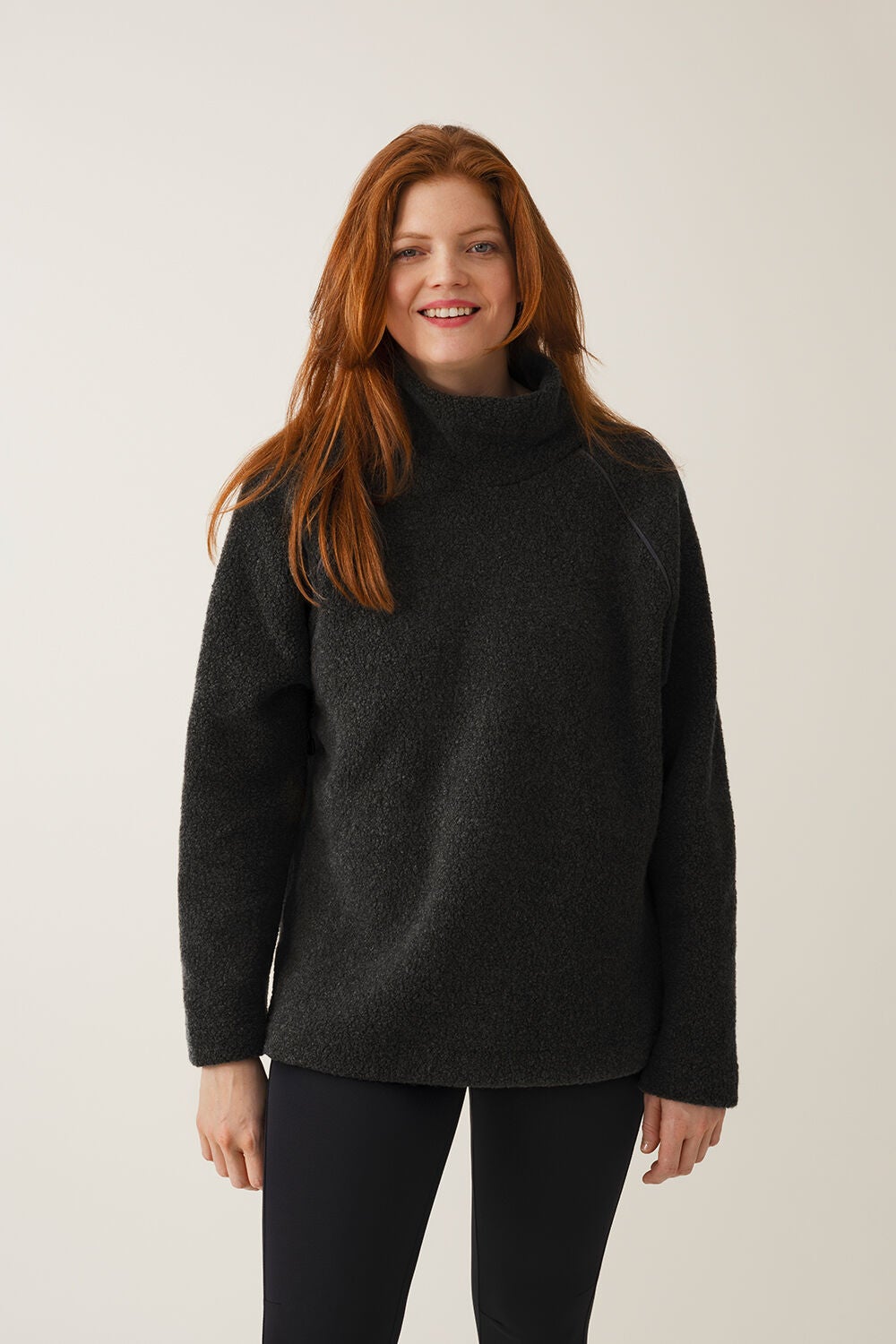 Boob Wolle Fleece-Pullover, Schwarz, L/XL von Boob