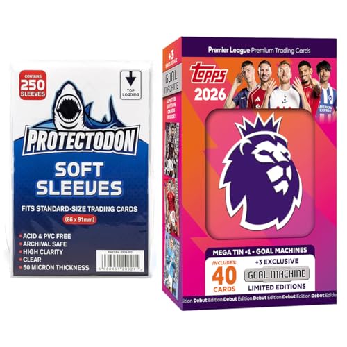 Topps Premier League 2025/26 Mega Tin #1 - Enthält 40 Karten plus 3 Torautomaten Sammelkarten + exklusive Collect-it Cases von Booghe