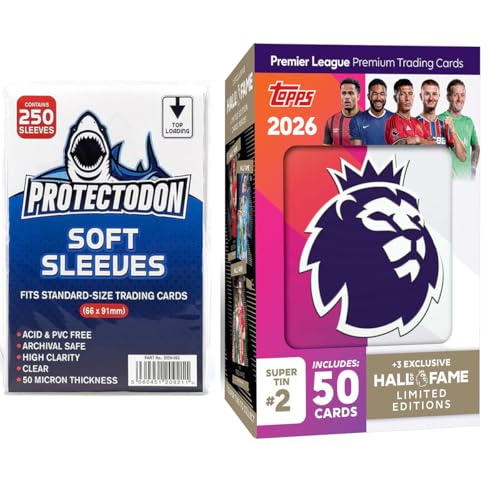 Topps Premier League 2025/26 Super Tin #2 (Hall of Fame Series) | Enthält 50 Karten plus 3 Hall of Fame Icons | Sammelkarten + 250 Protectodon Kartenhüllen von Booghe
