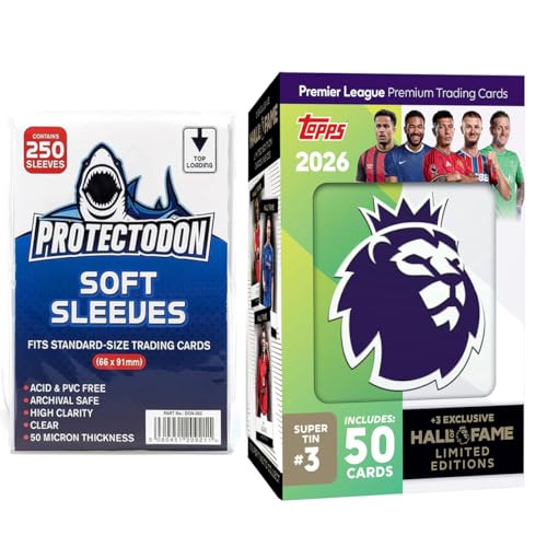 Topps Premier League 2025/26 Super Tin #3 (Hall of Fame Series) | Enthält 50 Karten plus 3 Hall of Fame Icons LE-Karten | Sammelkarten + exklusive Collect-it Cases von Booghe