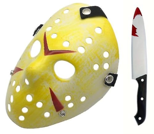 Boolavard 2-teiliges Halloween Cosplay Masken Messer Set für Erwachsenenkostüm, Horror Gelb Dekor Requisite Boolavard 2-teiliges Halloween Cosplay Masken Messer Set für Erwachsenenkostüm, Horror Gelb Dekor Requisite von Boolavard