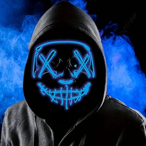 Boolavard Halloween-Maske, LED-Leuchtmaske für Festival, Cosplay, Halloween, Kostüm, Maskerade, Partys, Karneval, Geschenke (Blau) von Boolavard