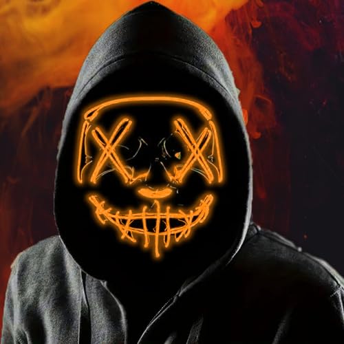 Boolavard Halloween-Maske, LED-Leuchtmaske für Festival, Cosplay, Halloween, Kostüm, Maskerade, Partys, Karneval, Geschenke (Orange) von Boolavard