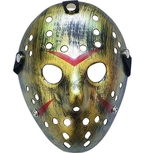 Boolavard Horror Mask Halloween-Kostüm Hockeymaske Party Cosplay Requisiten Maske (Gold) von Boolavard