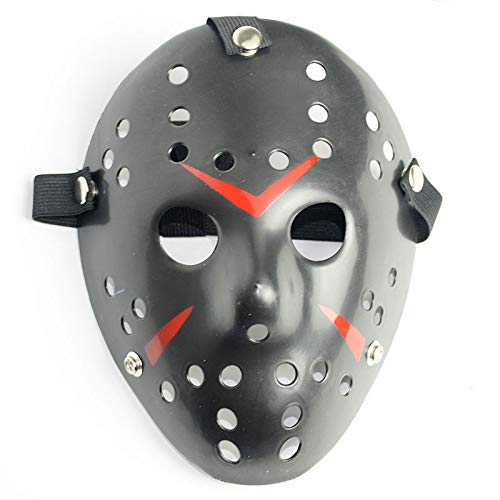 Boolavard Horror Mask Halloween-Kostüm Hockeymaske Party Cosplay Requisiten Maske (Schwarz) von Boolavard