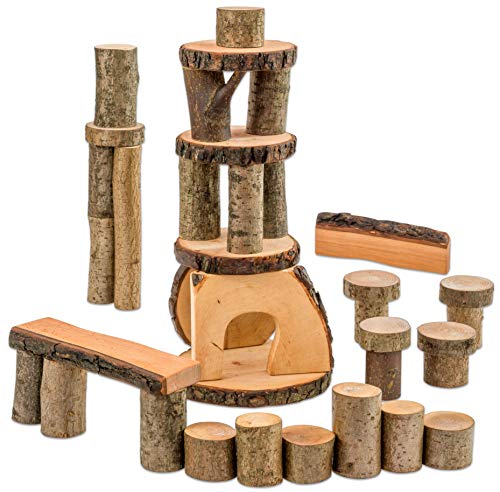 Unbekannt 36 Baumklötze im Zugbeutel - Kinder Kreativität Bauen Spielen Konstruktion Bauklötze Bausteine Spielsteine Holzbausteine Konstruktionsbausteine von Unbekannt