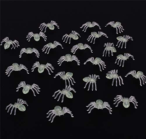 Boosns 200 Stücke Mini Kunststoff Schwarze Spinnen und Nachtleuchtende Spinnen Glow in The Dark Halloween Spukhaus Requisiten (Grün) von Boosns