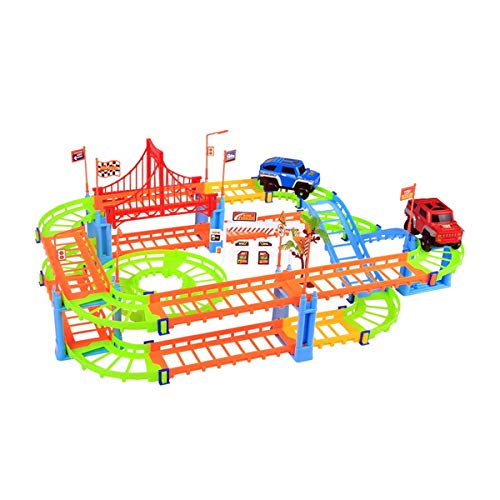 Boosns Kind Spur Montieren Spielzeug Mit Elektrischer Zug 73Pcs Kit Spielzeugauto für Kinder ab 4 Jahren (Farbe) von Boosns