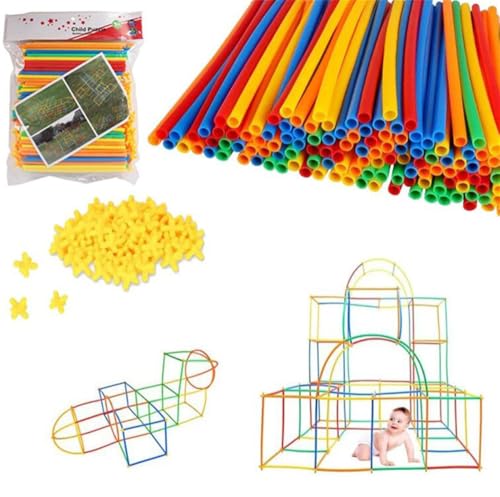 Boosns Strohhalme Verbinder Montieren Spielzeug Strohspielzeug Spiel Kreative kit Lernspielzeug für Kinder (400) von Boosns