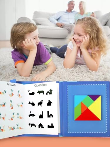 Boosns Tangram Spielzeug Magnetisch Puzzle-Buch Spiel Übungskinder Intellektuelles Lernspielzeug von Boosns