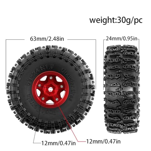 Booso 4-Teiliges 63-mm-1,0-Beadlock-Radreifenset für 1/18 1/24 RC Crawler Car TRX4M SCX24 FCX24 Upgrade-Teilezubehör Grün Booso 4-Teiliges 63-mm-1,0-Beadlock-Radreifenset für 1/18 1/24 RC Crawler Car TRX4M SCX24 FCX24 Upgrade-Teilezubehör Grün von Booso