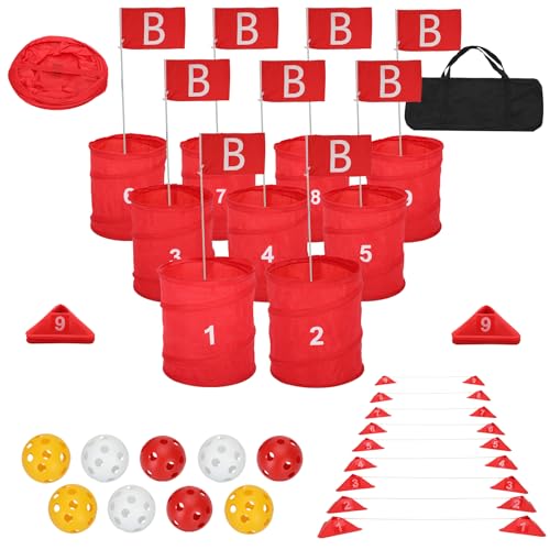 Golfspiel für Kinder und Erwachsene, 9-Loch-Golfball-Eimer-Set – ultimatives Outdoor-Übungsset für Partys, Rasen, Strand, Hof, Reisen, Camping von Bootuu