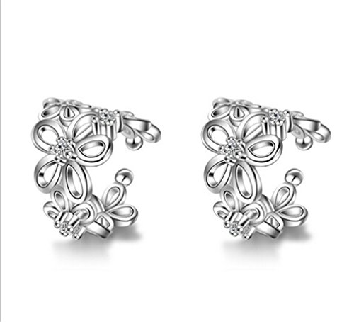 BROWOL Ohrringe ohrclips ohne löcher Damen Mädchen Rose hohl Blumen Sterling Silber Ohrklemme BROWOL Ohrringe ohrclips ohne löcher Damen Mädchen Rose hohl Blumen Sterling Silber Ohrklemme von BROWOL