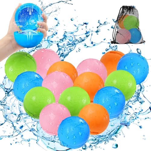Wiederverwendbare Wasserbomben, Wasserballons mit Selbstschließende, Schnell befüllbare Funktion für Kinder Erwachsene, Wasserspiele, Strandspiele, Pool spiele von Bopicokok