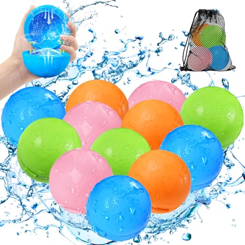 Wiederverwendbare Wasserbomben, Wasserballons mit Selbstschließende, Schnell befüllbare Funktion für Kinder Erwachsene, Wasserspiele, Strandspiele, Pool spiele von Bopicokok