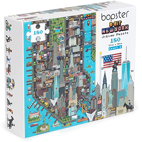 Puzzle Kinder/Puzzle New York 180 Teile Retro-Gaming im 8-Bit-Stil New York Puzzle ab 5 / Puzzle ab 6 + Jigsaw Puzzle mit 100% Recycelte Karton von bopster von Bopster