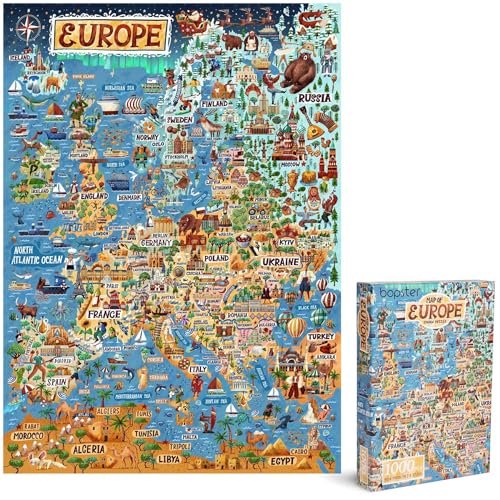 bopster Puzzle für Erwachsene, 1000 Teile Europakarte – Europäisches Puzzle, 1000-teiliges Puzzle für Erwachsene und Kinder – Geographie-Geschenke von bopster von Bopster
