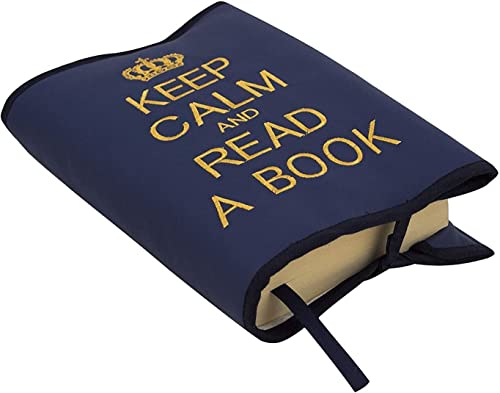 Kalender, Notizbuch und Buchhülle, Buchumschlag oder Schutzhülle für Bücher und Tagebücher auf Öko-Leder. Keep Calm. Verfügbar in mehrere Farbene. (Dunkelblau/Golden) von Borda y más