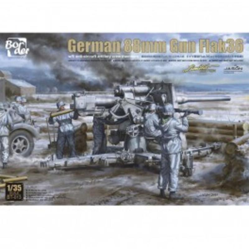 German 88mm Gun Flak 36 w/ 6 Crew Members von Border Model