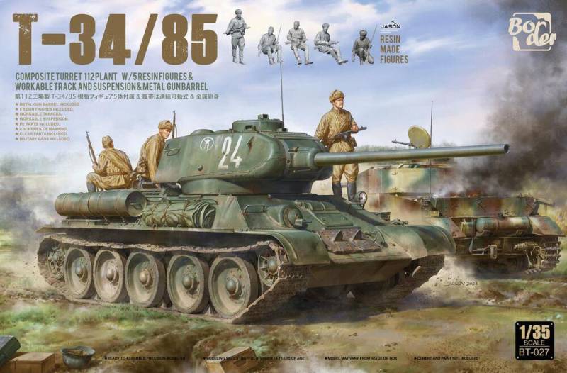 T-34-85 Composite Turret 112 Plant w/5 Resin Figures & Workable Track and Suspension & Metal Gun Barrel von Border Model