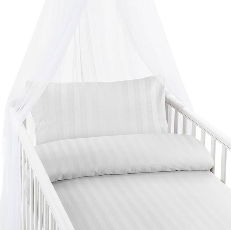 Borganäs Bettwäsche Babybett Satin 100 x 130 cm Zweiteilig, Weiß von Borganäs
