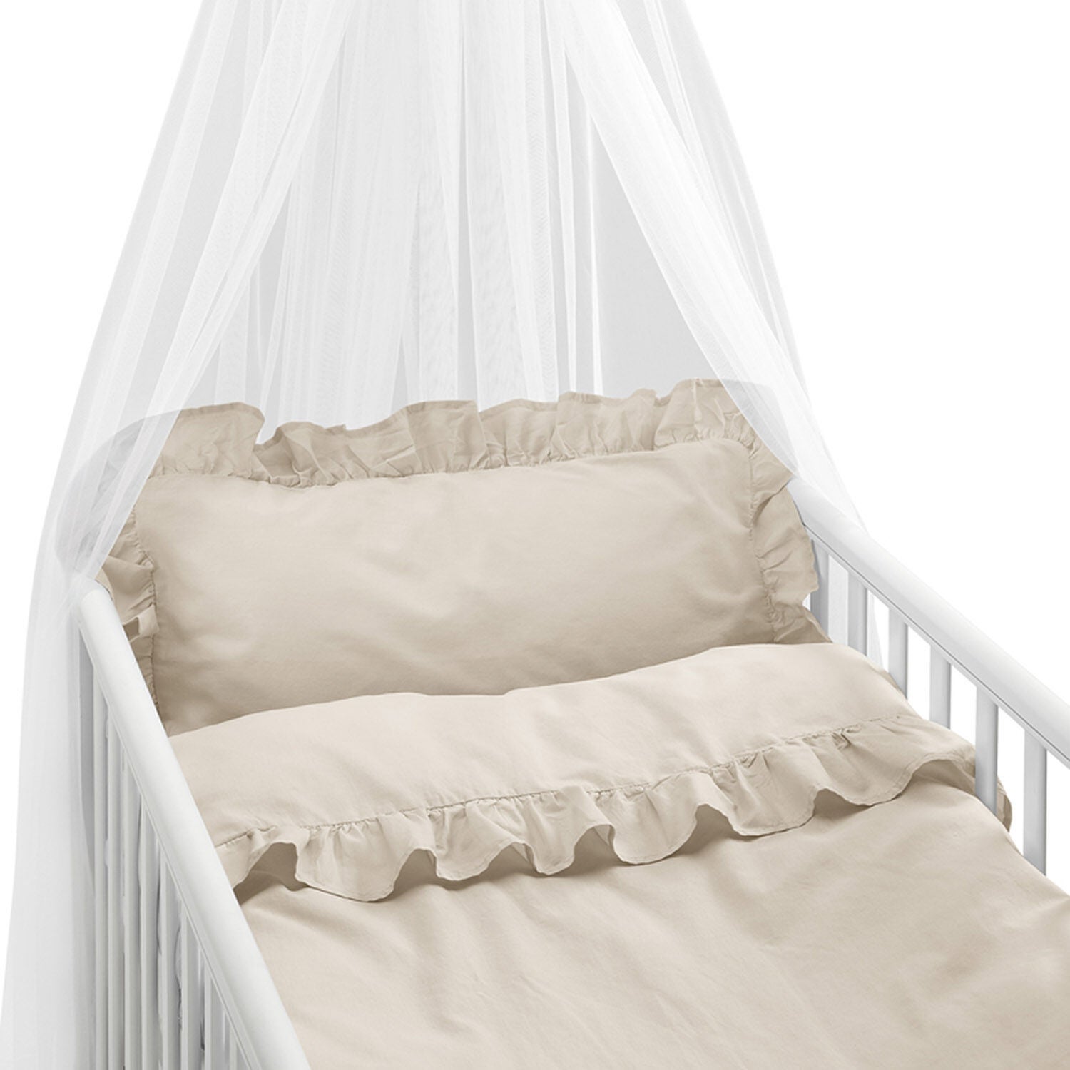 Borganäs Bettwäsche Babybett Volang 100 x 130 cm Zweiteilig, Beige Borganäs Bettwäsche Babybett Volang 100 x 130 cm Zweiteilig, Beige von Borganäs