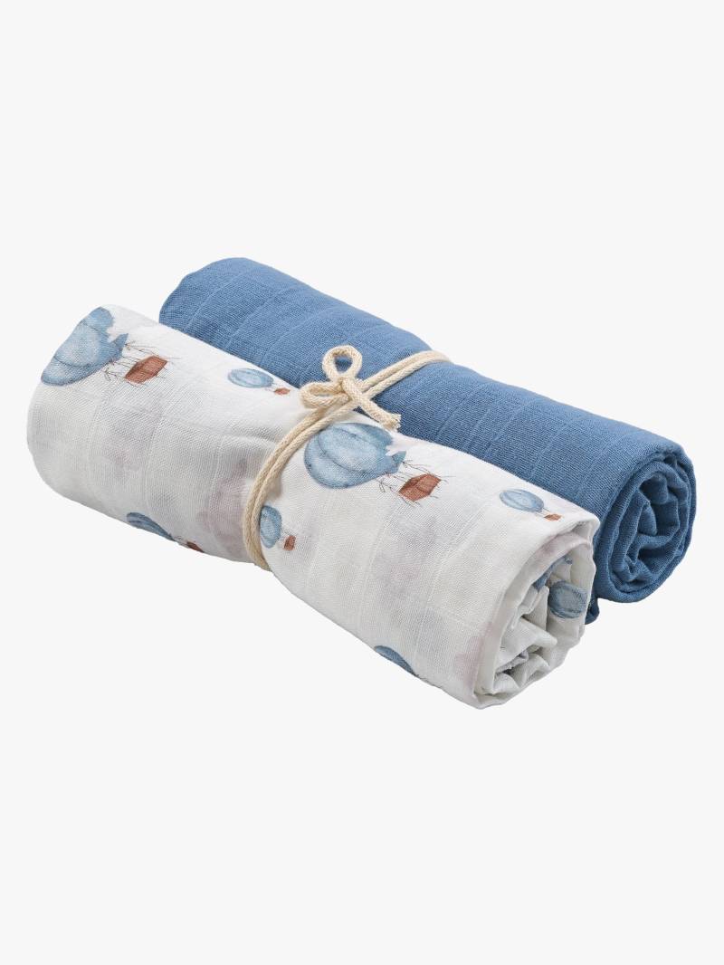 Borganäs Musselintücher Ballon 70x70 cm 2er-Pack, Blau von Borganäs